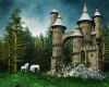 stock-photo-fantasy-castle-and-white-unicorns-on-a-green-meadow-98989334