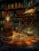 stock-photo-fantasy-room-with-a-magic-book-potions-and-candles-66377776