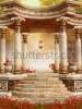 stock-photo-marble-gazebo-with-red-autumn-flowers-in-the-forest-156861527