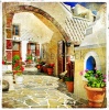 stock-photo-pictorial-courtyards-of-santorini-artistic-picture-81951079